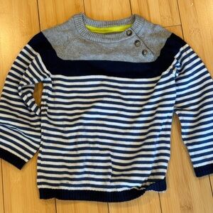LIKE NEW! Baby H&M Gray/Blue Stripe Kids Cotton Crewneck Sweater Sz 12-18M